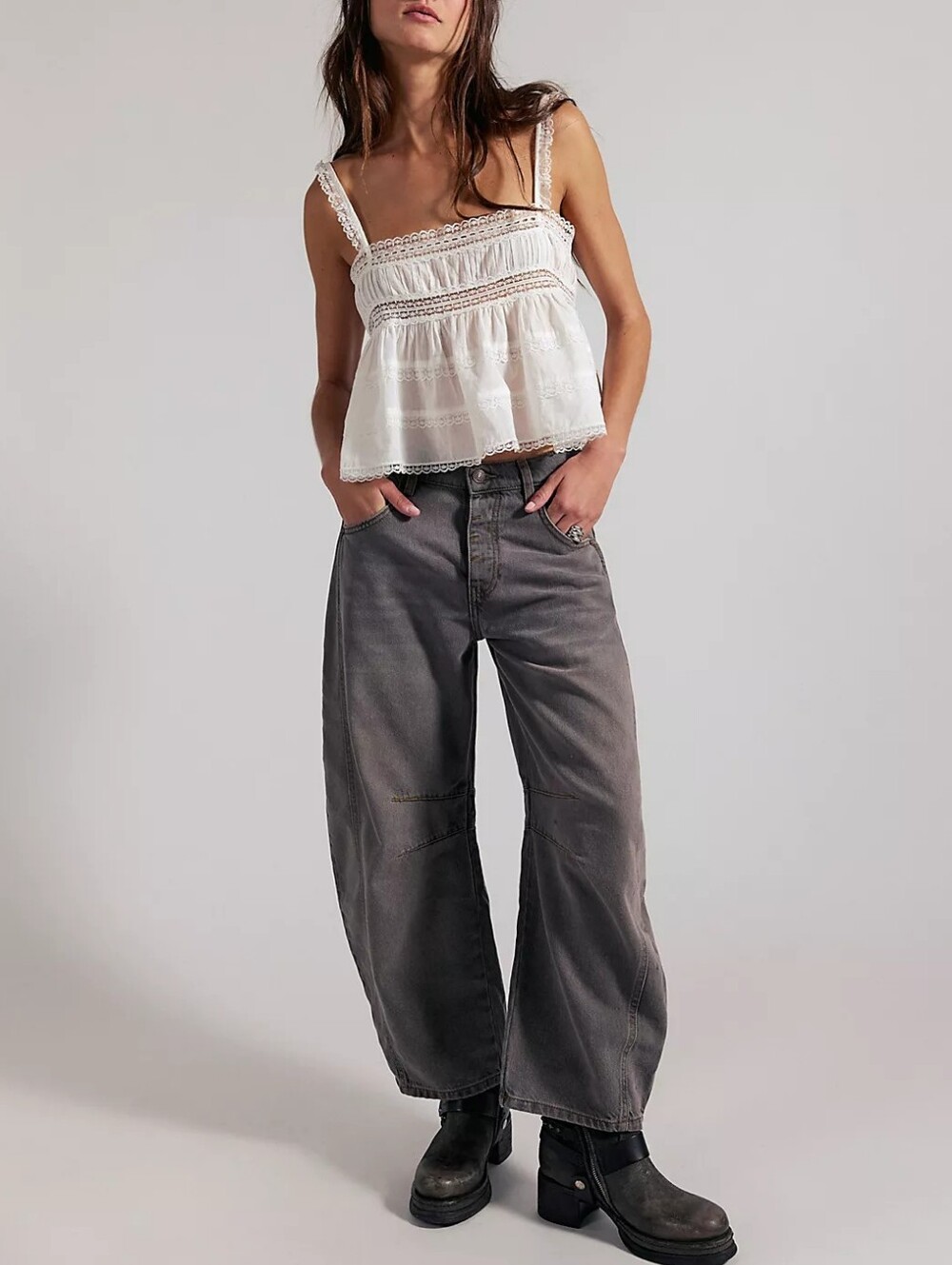 Free People We the free Good luck mid rise barrel jeans *short*